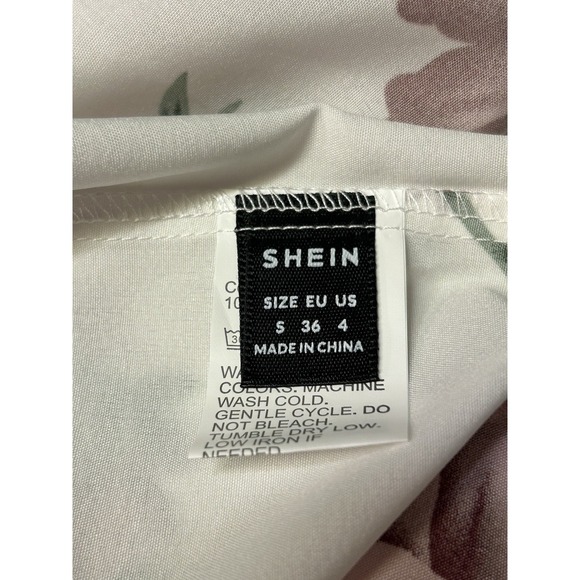 Shein Flower White & Pink Off The Shoulder Small (S)‎ (4) Blouse Short Sleeve - Picture 7 of 10